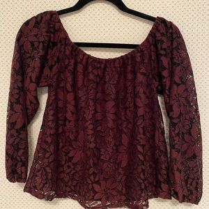 Hollister sheer sleeved purple shirt